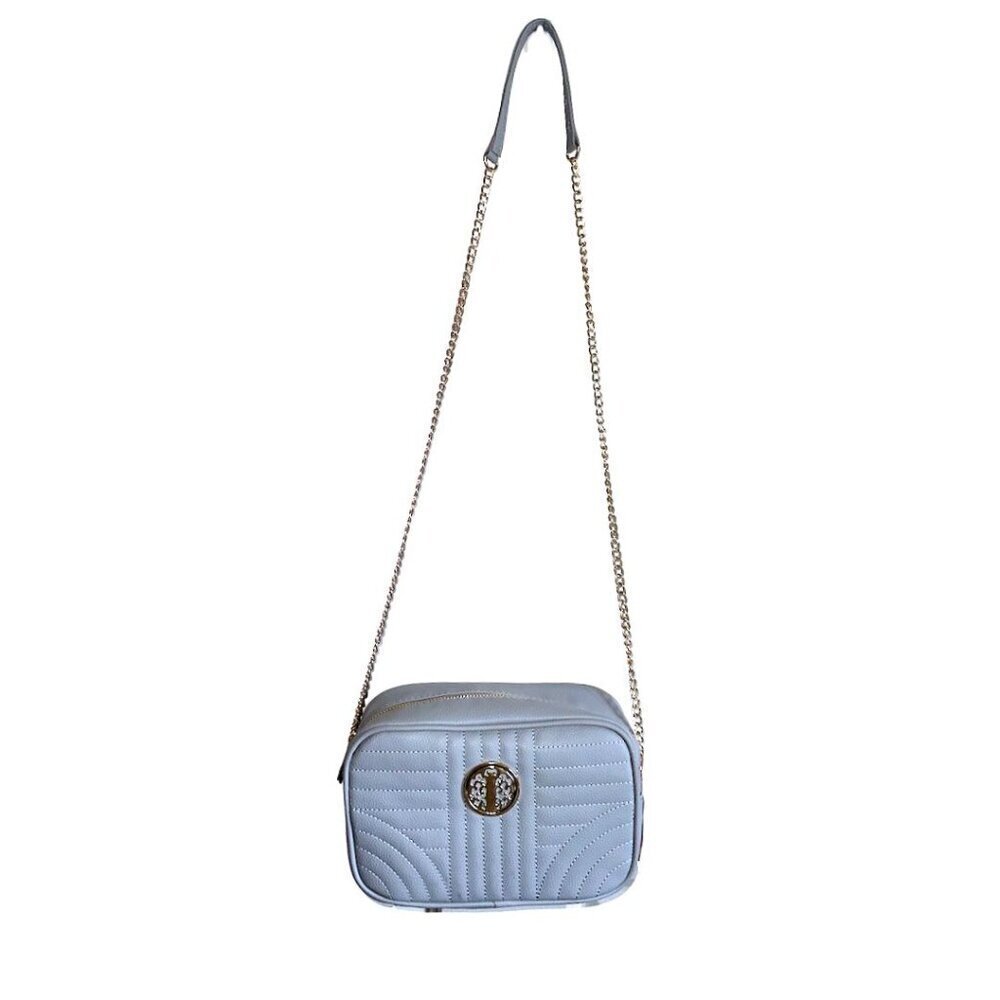 Blue Quilted Crossbody Bag Gold Chain Square Shoulder Bag Stylish Small